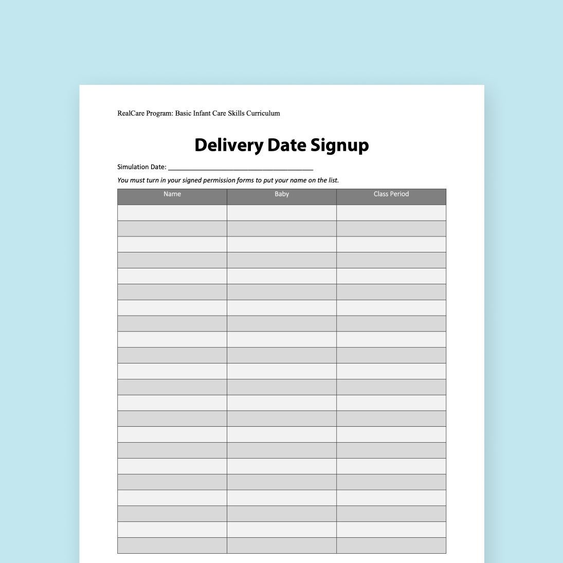 Delivery Date Sign Up