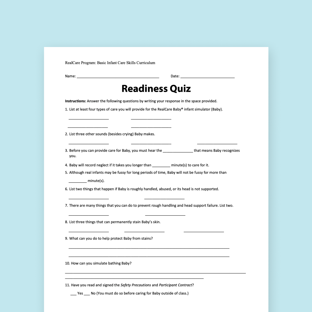 Readiness Quiz