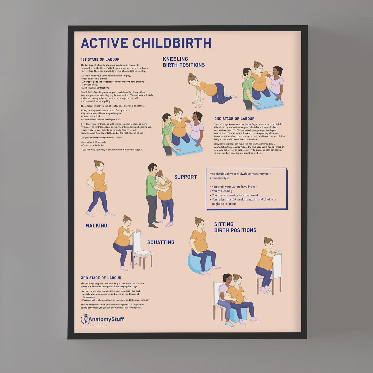 Active Childbirth (Positions for Labour) Chart / Poster