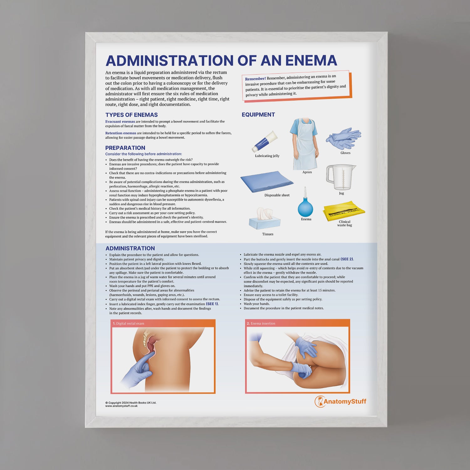 Administration of an Enema Chart / Poster