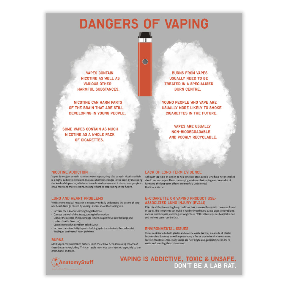 Dangers of Vaping Chart / Poster