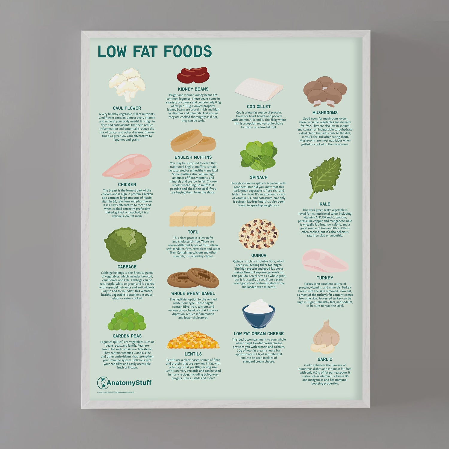 Low Fat Foods Chart / Poster