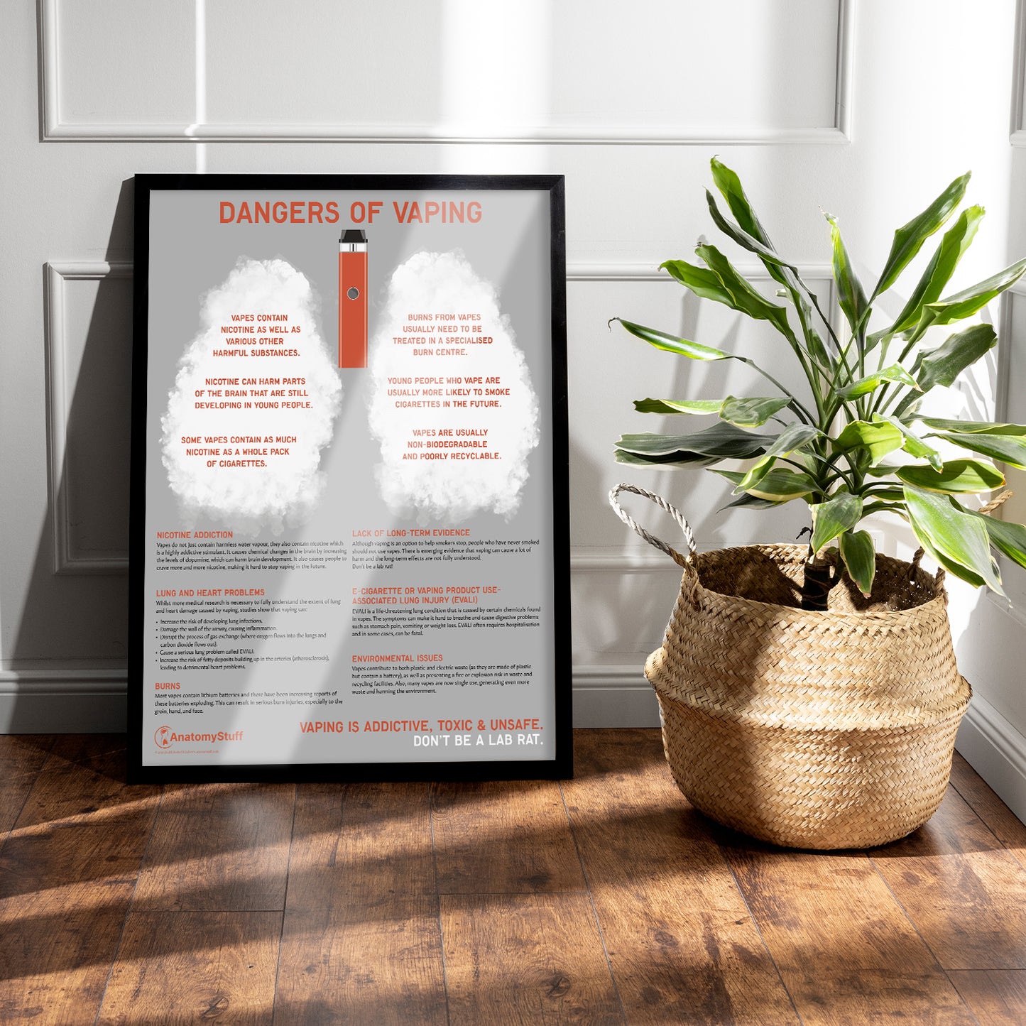 Dangers of Vaping Poster | Anti-Vaping Education Chart | AnatomyStuff Dangers of Vaping Poster | Anti-Vaping Education Chart | AnatomyStuff