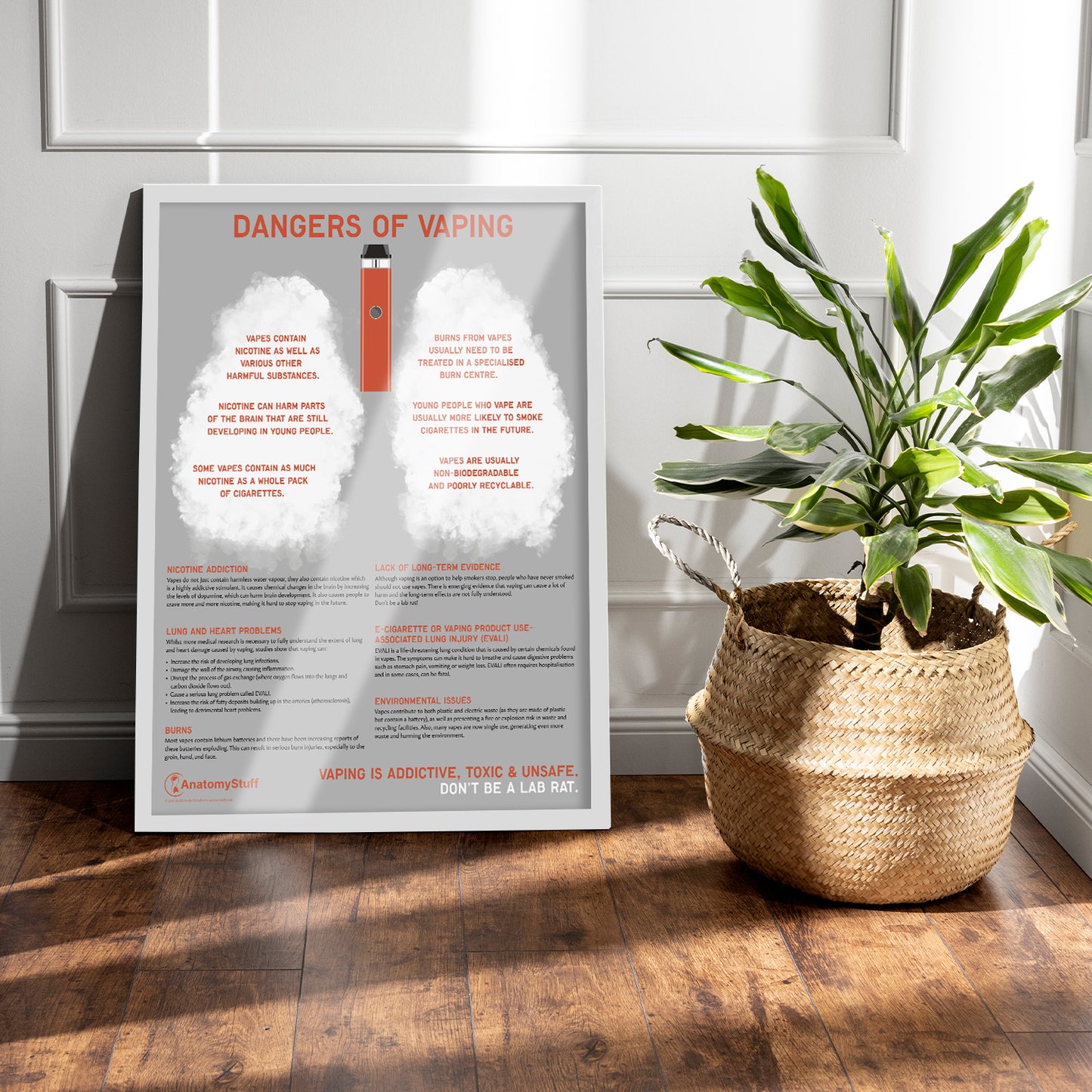 Dangers of Vaping Poster | Anti-Vaping Education Chart | AnatomyStuff Dangers of Vaping Poster | Anti-Vaping Education Chart | AnatomyStuff