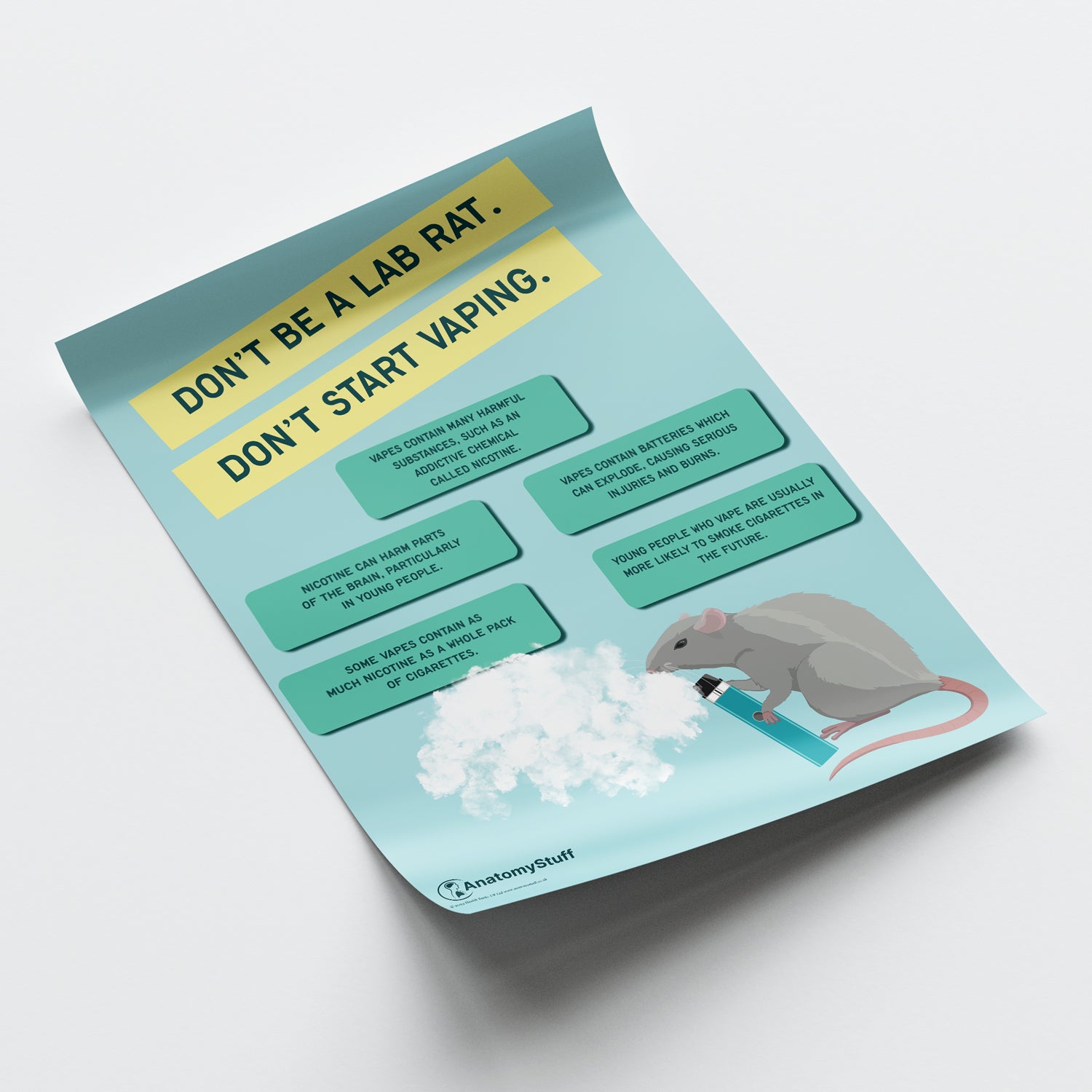 Don't be a Lab Rat" Vaping Poster | Health Education Chart AnatomyStuff Don't be a Lab Rat" Vaping Poster | Health Education Chart AnatomyStuff