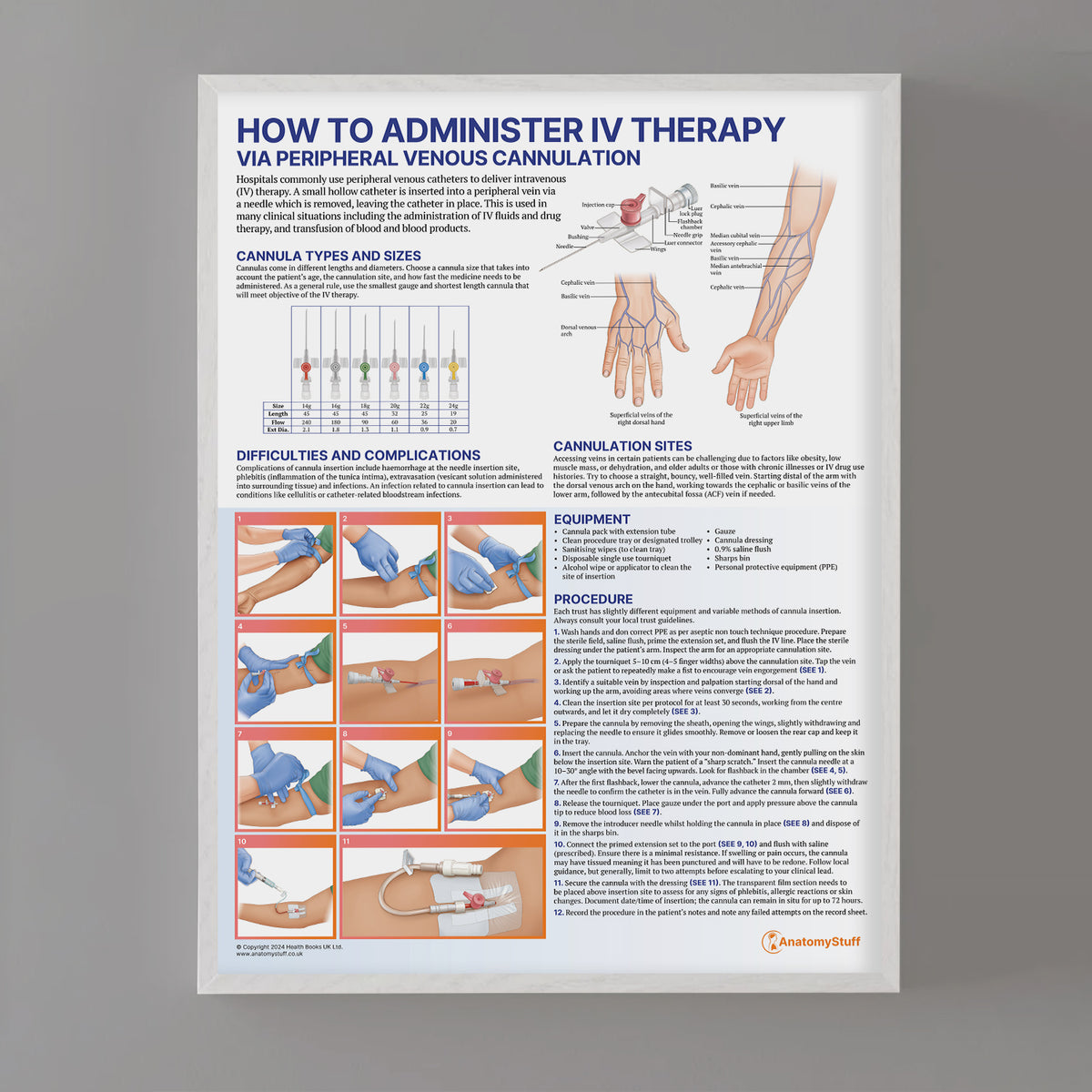 Intravenous Therapy Guide Poster | How to Administer IV Therapy Chart ...