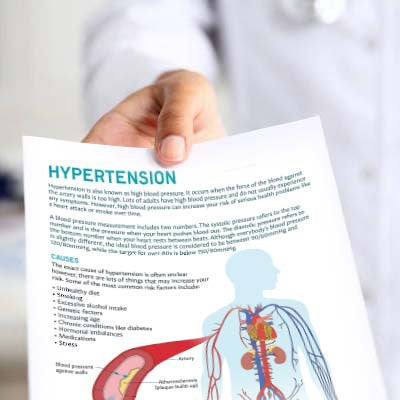 Hypertension Patient Education Handout Being Used By a Doctor To Educate Patients