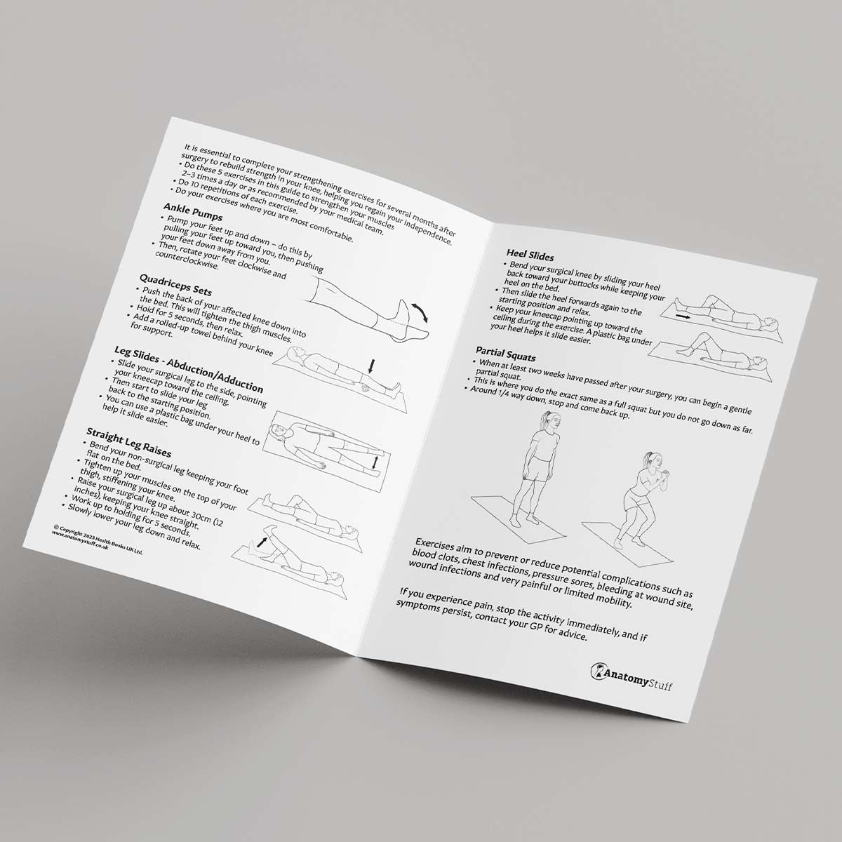 Knee Replacement Exercises Leaflet Printable PDF Download AnatomyStuff